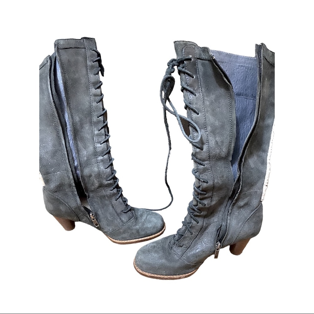 Ugg lace- up leather and shearling boots Size 7.5